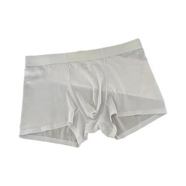 Imagem de Cuecas Boxer Masculinas Ultrafinas De Seda Gelada Respirável Com Secag