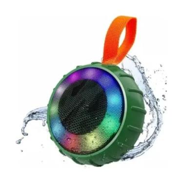 Imagem de Caixa de Som Portátil Bluetooth A Prova D'Água com Alça e LED (Verde Militar)