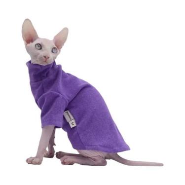 Imagem de Suéter De Inverno Em Algodão De Cor Sólida Para Gatos Sphynx, Cornish 