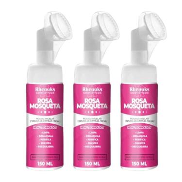 Imagem de 3x Mousse Micelar Espuma de Limpeza Facial Rosa Mosqueta 150ml - Rhenuks-Unissex