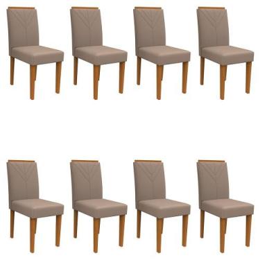 Imagem de Kit 08 Cadeiras Júlia Camurça Marrom LUX Pés Ypê - D'Rossi - DRossi