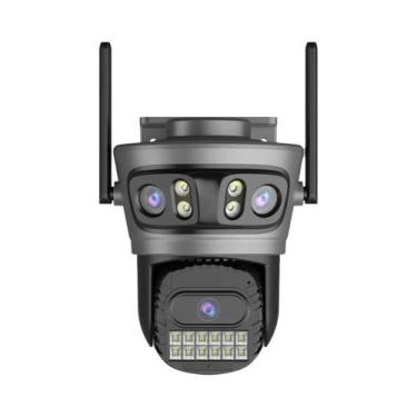 Imagem de Câmera IP Externa Sem Fio 6K 12MP Com Detecção Humana Por IA, 3 Lentes
