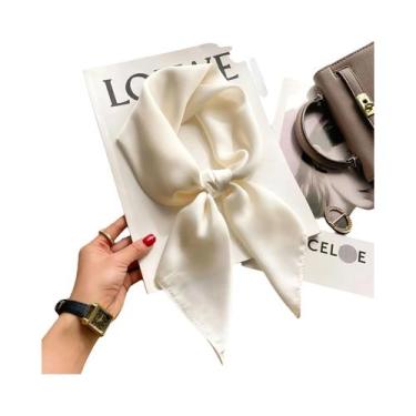 Imagem de Lenço Hijab De Seda Satinada De 70cm Em Cor Sólida Para Mulheres, Lenç