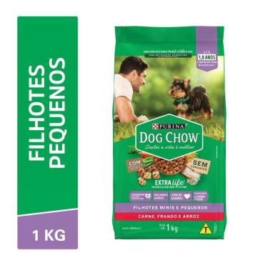Imagem de Ração Seca Nestlé Purina Dog Chow Extra Life Carne, Frango e Arroz Cães Filhotes Raças Minis e Pequenas - 1Kg