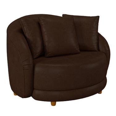 Imagem de Poltrona Decorativa Para Sala De Estar Fixa Pés Madeira Witta M03 Corano Marrom