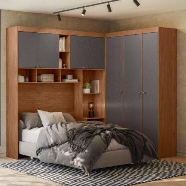 Imagem de Guarda Roupa Casal Modulado Lugano Compacto Jatoba Grafite Jatoba - Gr