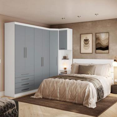 Imagem de Quarto de Canto Casal com Guarda Roupas e Cabeceira Alpes Luciane Moveis