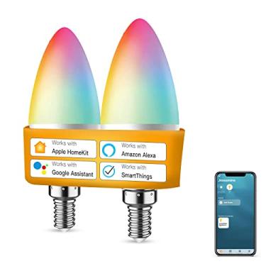 Imagem de DoHome Lâmpadas LED Candelabro Inteligente Trabalham com Apple HomeKit, Lâmpadas Inteligentes Lustre Regulável Wi-Fi Lâmpadas E12 5W (equivalente a 40W) 450LM Lâmpadas Inteligentes Funciona com Alexa Google Home e SmartThings
