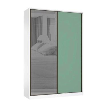 Imagem de Guarda Roupa 2 Portas De Correr 3 Gavetas 159cm Com Vidro Reflecta Prata Prime Luciane Móveis