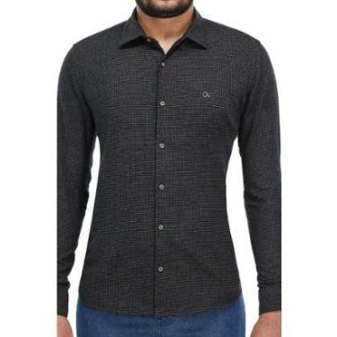 Imagem de Camisa Manga Longa Essencial Slim Flanelada Masculina Ogochi 001530112 Preta-Masculino
