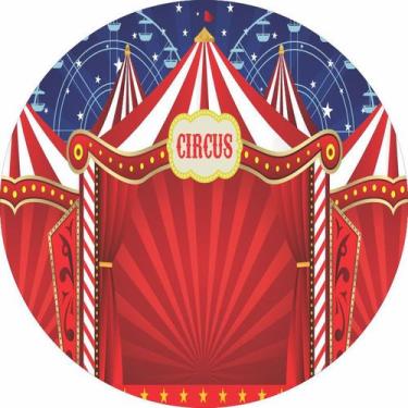 Imagem de Painel de Lona Redondo Circo Roda Gigante - Fabrika De festa, 120x120c