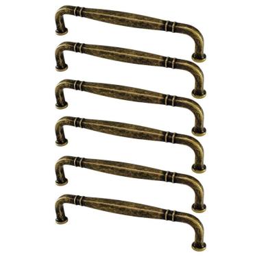 Imagem de Kit 6 Puxadores Alça Ouro Velho Tamboreado 1767 Grenade Móveis Armários Gavetas