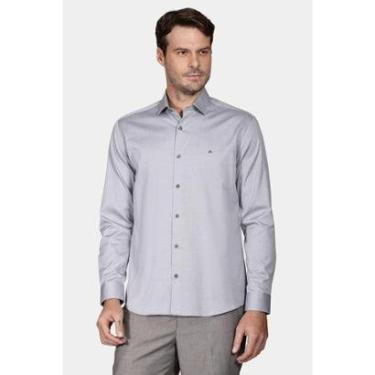 Imagem de Camisa Aramis Slim Tricoline Lisa Cinza-Masculino