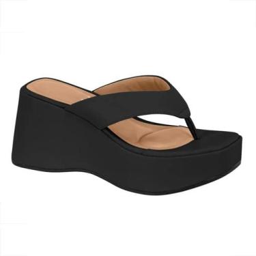Imagem de Sandália Feminino Vizzano Tamanco Anabela Conforto 6559106, 35, Preto