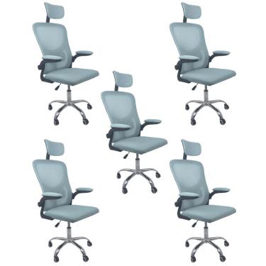 Imagem de Kit Com 5 Cadeiras De Escritório Diretor Oficial Vegas Com Apoio + Ebook Azul E Preto 5