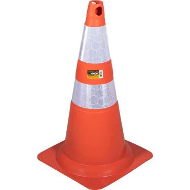 Imagem de Cone De Sinalização Com 75 Cm Flexível, Branco E Laranja, Em Pvc, Vonder Ostenvonder