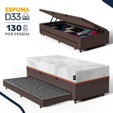 Imagem de Cama Box Baú com Colchão de Espuma D33 Enrolado Sonno Full Umaflex Aux