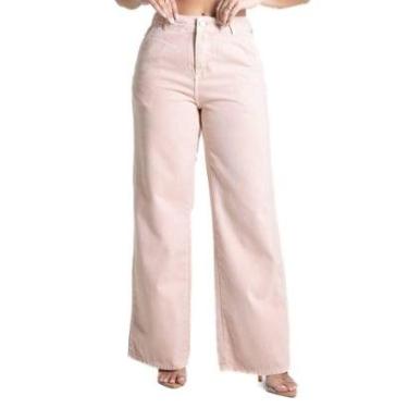 Imagem de Calça Sarja Sawary Wide Leg Petit - 282210 - SALMAO 46-Feminino