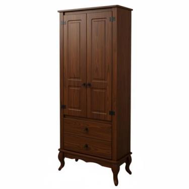 Imagem de Armário em Madeira Maciça com 2 Portas 2 Gavetas Tabaco - Pense Dentro