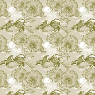 Imagem de Papel De Parede Pato Lagoa Flores E Lua Autocolante Lavável