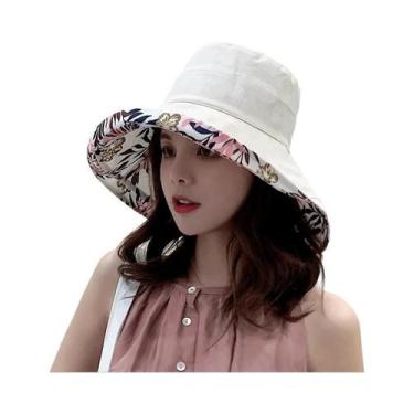 Imagem de Chapéu Bucket Feminino De Aba Larga Dupla Face Estilo Pescador Com Pro