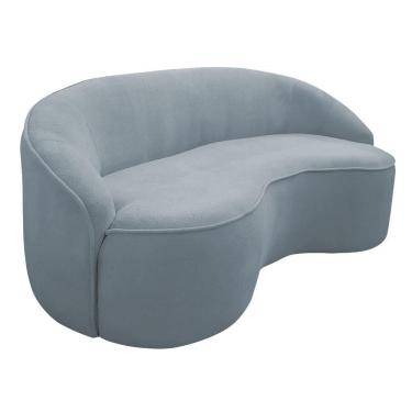 Imagem de Sofá Curvo Montserrat 150cm 02 Lugares Bouclé Azul Claro - Nexta Casa