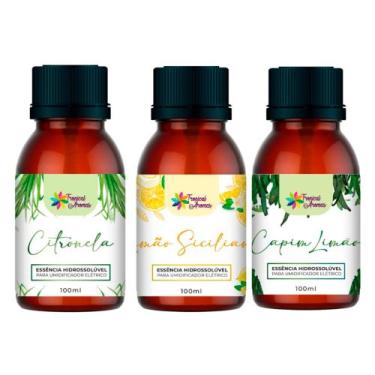 Imagem de Kit 3 Essencia Hidrossoluvel Tropical Aromas 100ml P Aromatizador Umid