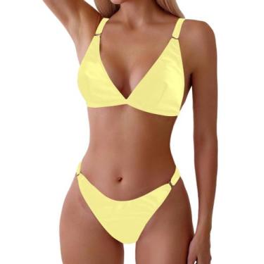 Imagem de Conjunto de biquíni feminino ZAFUL com estampa floral de cintura alta,