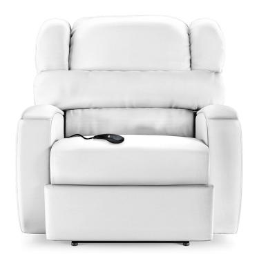 Imagem de Poltrona Do Papai Reclinável Manchester Controle Elétrico Couro Sintético Branco Encantum