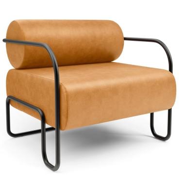 Imagem de Poltrona Decorativa Moscou K01 Couríssimo Encosto Fibra Siliconada Marrom Lyam Decor