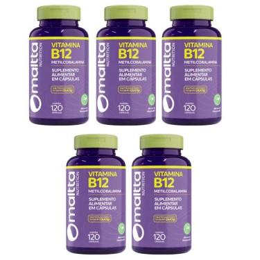 Imagem de Kit 5 Vitamina B12 Metilcobalamina 5x60 cps Suplemento Alimentar Maltt