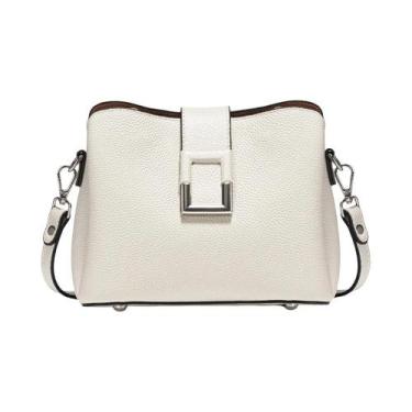 Imagem de Bolsa De Ombro Feminina Em Couro Genuíno Branco Zency Designer Grande 