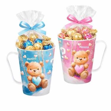 Imagem de Kit Caneca Lembrancinha Chá Revelação 48 Peças Menino Menina - Revenda