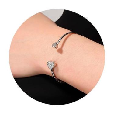 Imagem de Bracelete Prata Luxo Strass Coração Casamento Festas - anjo da mamãe, 