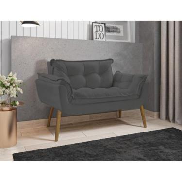 Imagem de Poltrona Decorativa Sofá Namoradeira 2 Lugares Opalla Cinza - Visan Es