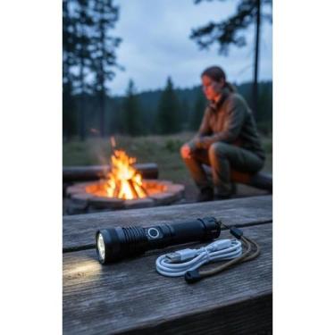 Imagem de Lanterna Tática LED Recarregável Zoom 800lm Alcance 500m Pre - Congrat