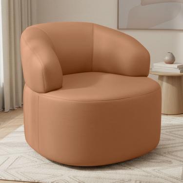 Imagem de Poltrona Giratória Orgânica Para Sala de Estar Living Helena L02 Couríssimo Mocca - Lya...