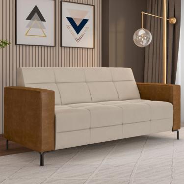 Imagem de Sofá 2 Lugares Sala Living Industrial 160cm Senna K01 Couríssimo Whisky Veludo Bege - L...