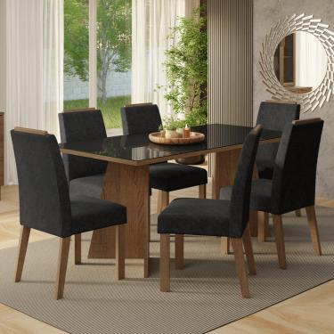 Imagem de Conjunto Sala de Jantar Tampo de Vidro 6 Cadeiras Amalfi Madesa