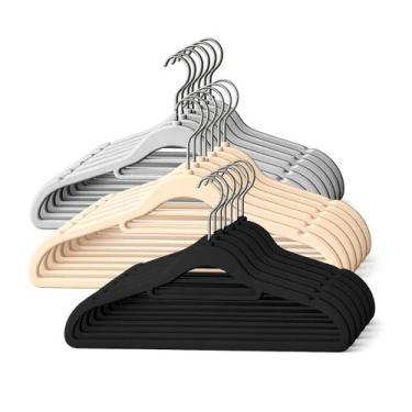 Imagem de Kit 30 Gancho Organizador de Veludo Armário Guarda Roupa Slim Cabides 