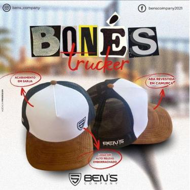 Imagem de Boné Trucker em sarja com detalhes em camurça e alto relevo emborracha