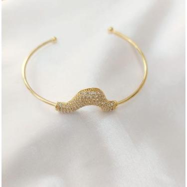 Imagem de Bracelete Onda Cravejado Banho de Ouro 18k - Pelizari Joias