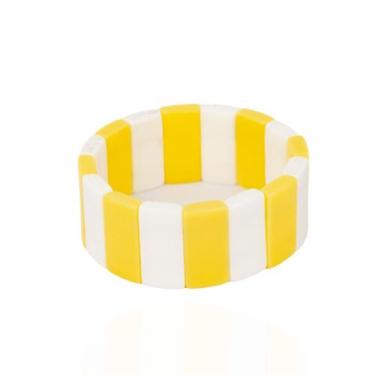 Imagem de Pulseira feminina miçangas listrada amarelo - Brimatto