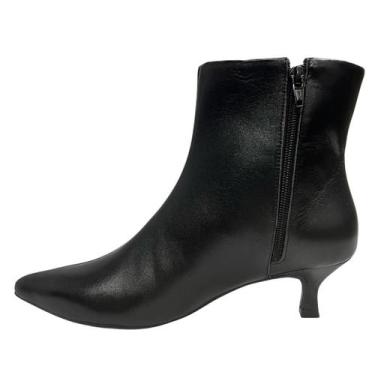 Imagem de Bota Berti Maria Feminina Salto Fino Preto Couro, 38, Preto