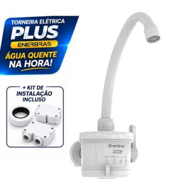 Imagem de Torneira Elétrica Enerbras Plus 4T 5500W 220V Branco Parede Kit Instal