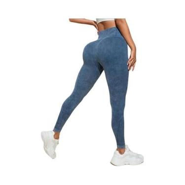 Imagem de Leggings De Yoga Femininas De Cintura Alta Sem Costura Em Nylon, Calça