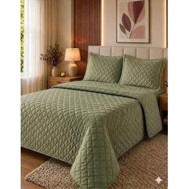 Imagem de Kit Colcha Eurotextil Velvet Toque Aveludado - Casal -, Verde