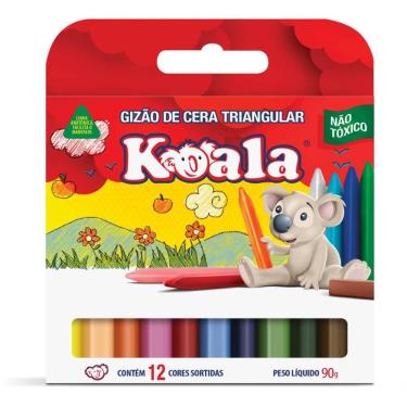 Imagem de Giz de Cera Delta Gizão Koala Triangular 12 Cores Anatômico 12 Caixas