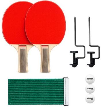 Imagem de Kit Tênis De Mesa 2 Raquetes Rede E Bolas Ping Pong - Yin's