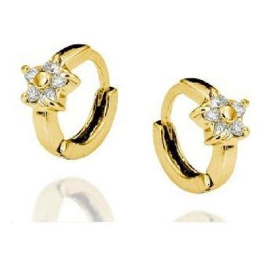 Imagem de 2 Piercing Cartilagem Brinco Argola Pedra Zirconia Flor Heli Dourado -